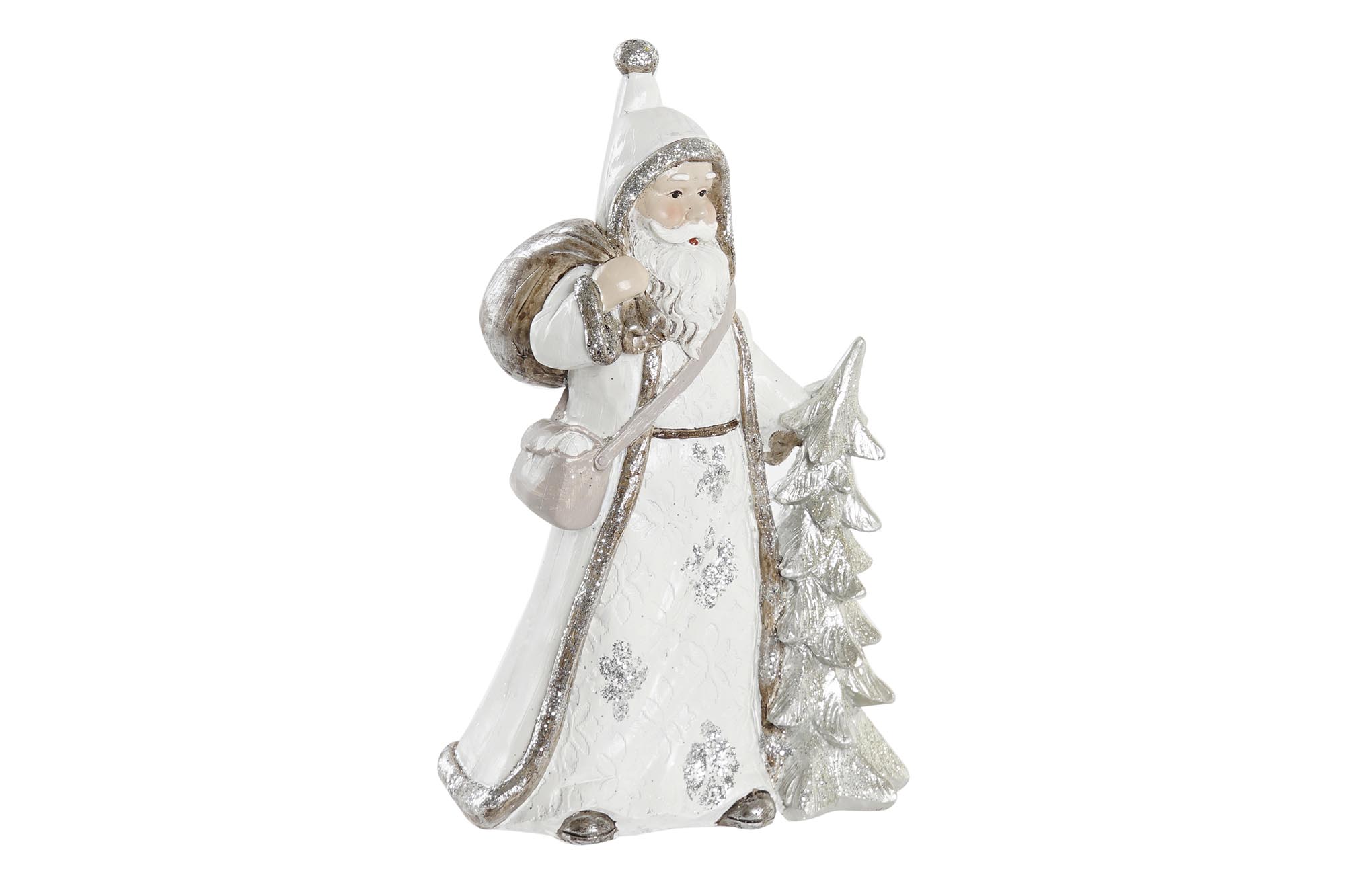 Papá Noel de resina blanco y plata, 20 cm - Imagen 4