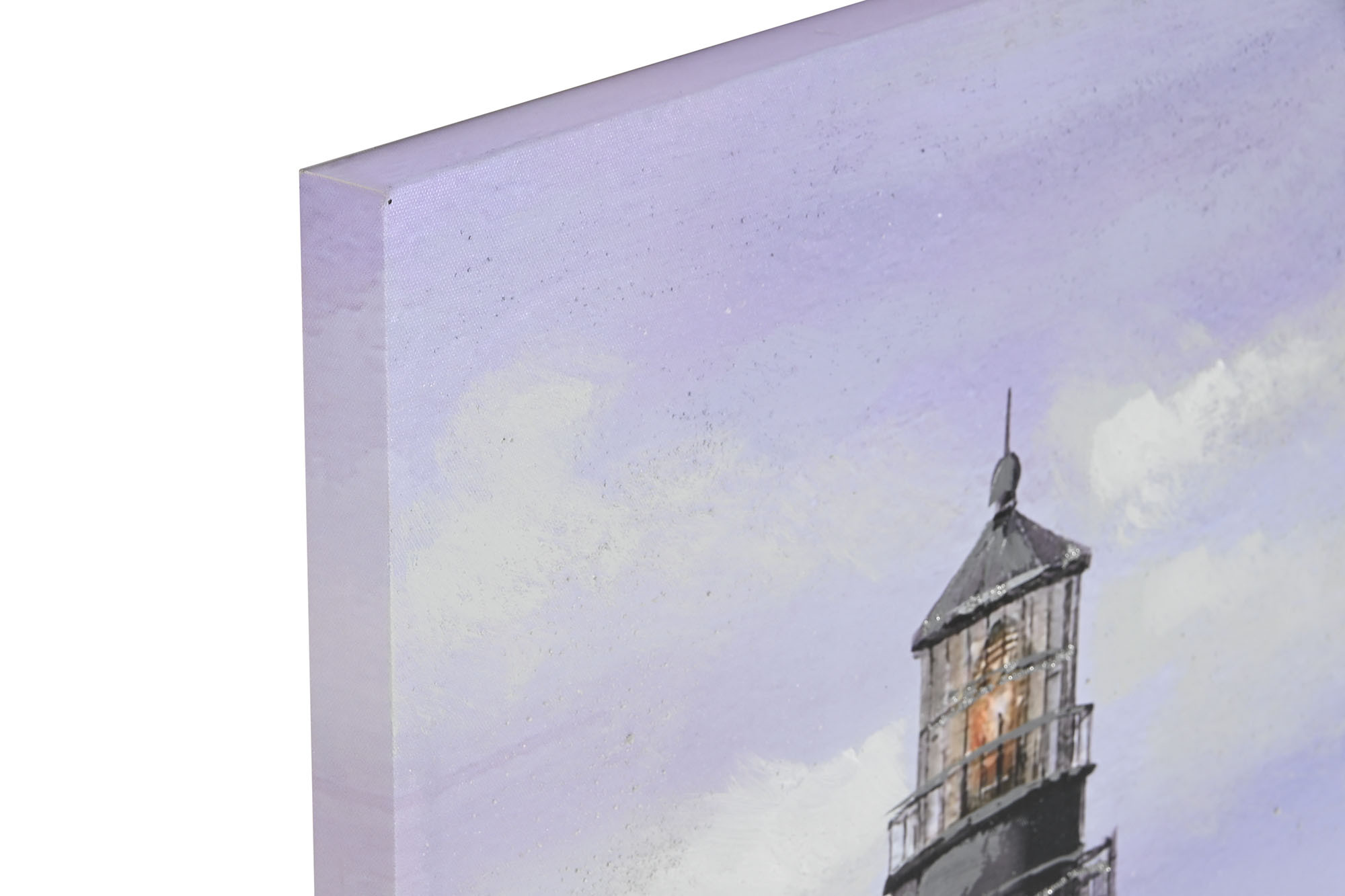 Cuadro de faro en lienzo 60 × 90 cm con acabado pintado a mano – Estilo marinero - Imagen 5