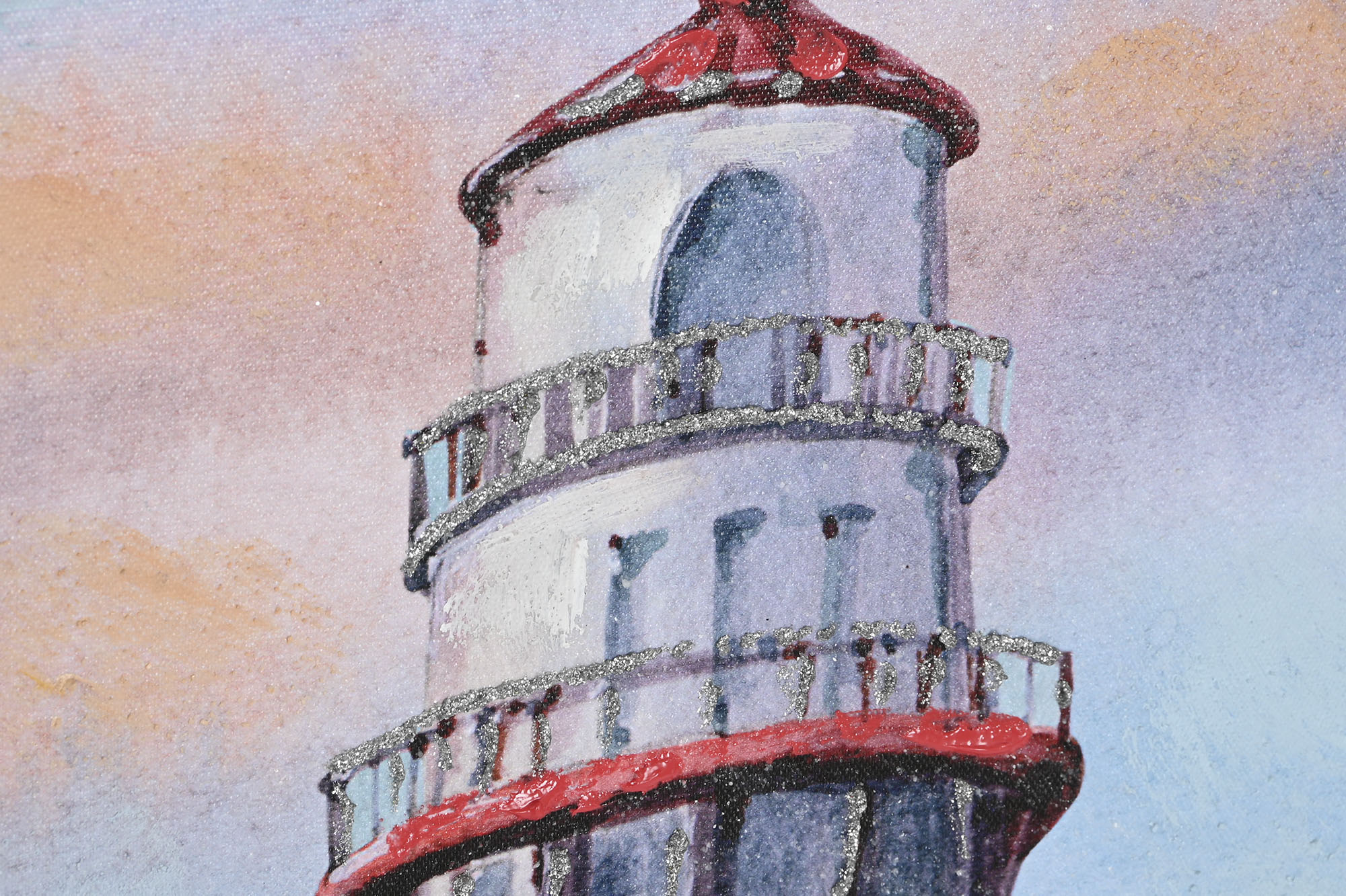 Cuadro de faro en lienzo 60 × 90 cm con acabado pintado a mano – Estilo marinero - Imagen 4