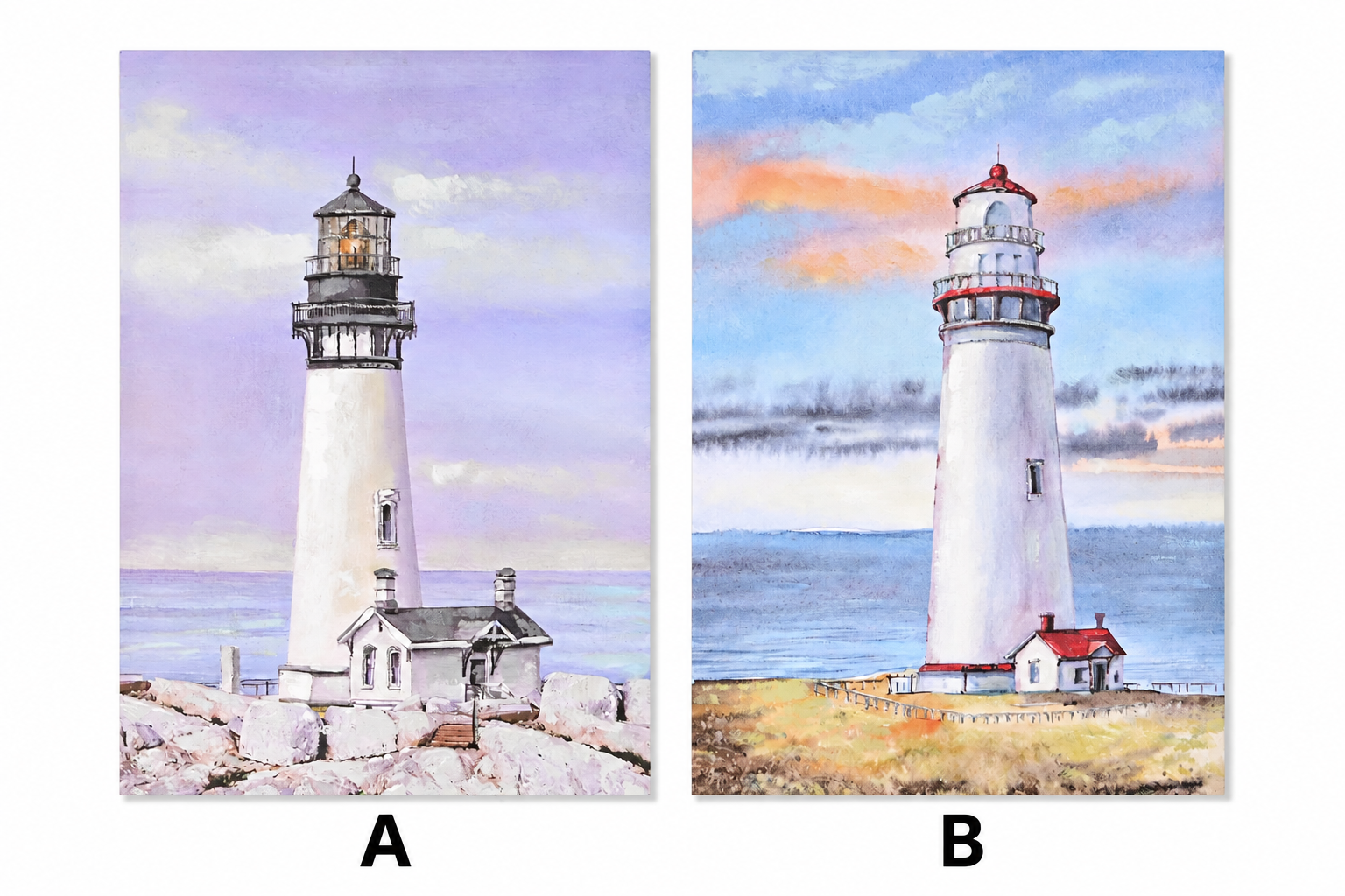 Cuadro de faro en lienzo 60 × 90 cm con acabado pintado a mano – Estilo marinero - Imagen 3