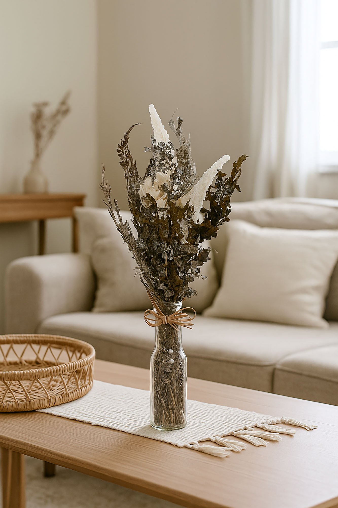 Jarrón de cristal con flores secas · 40 cm · 3 modelos - Imagen 3