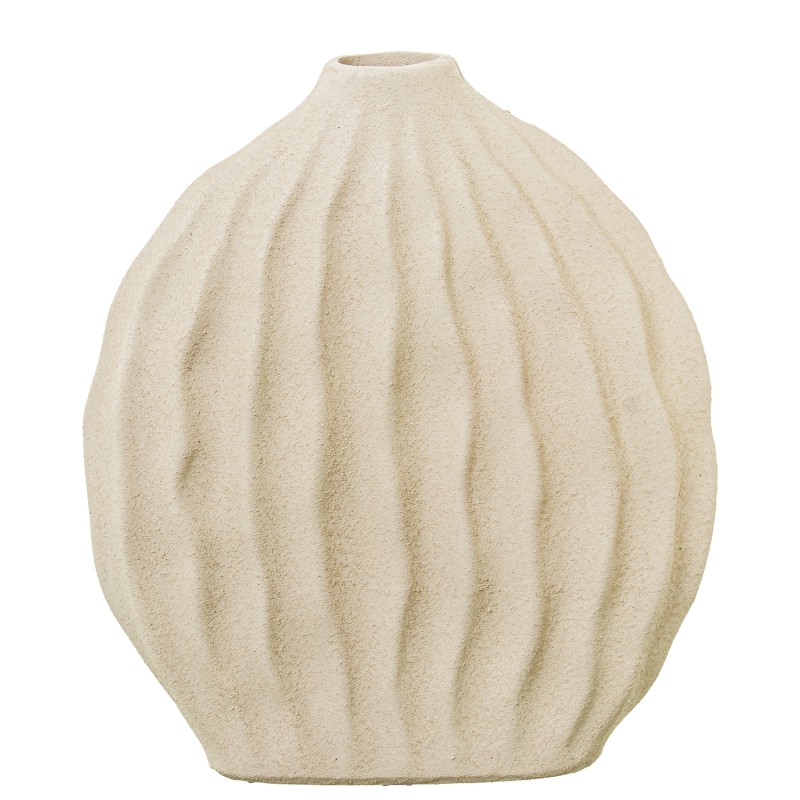 Set de 2 jarrones decorativos beige con relieve ondulado - Imagen 4