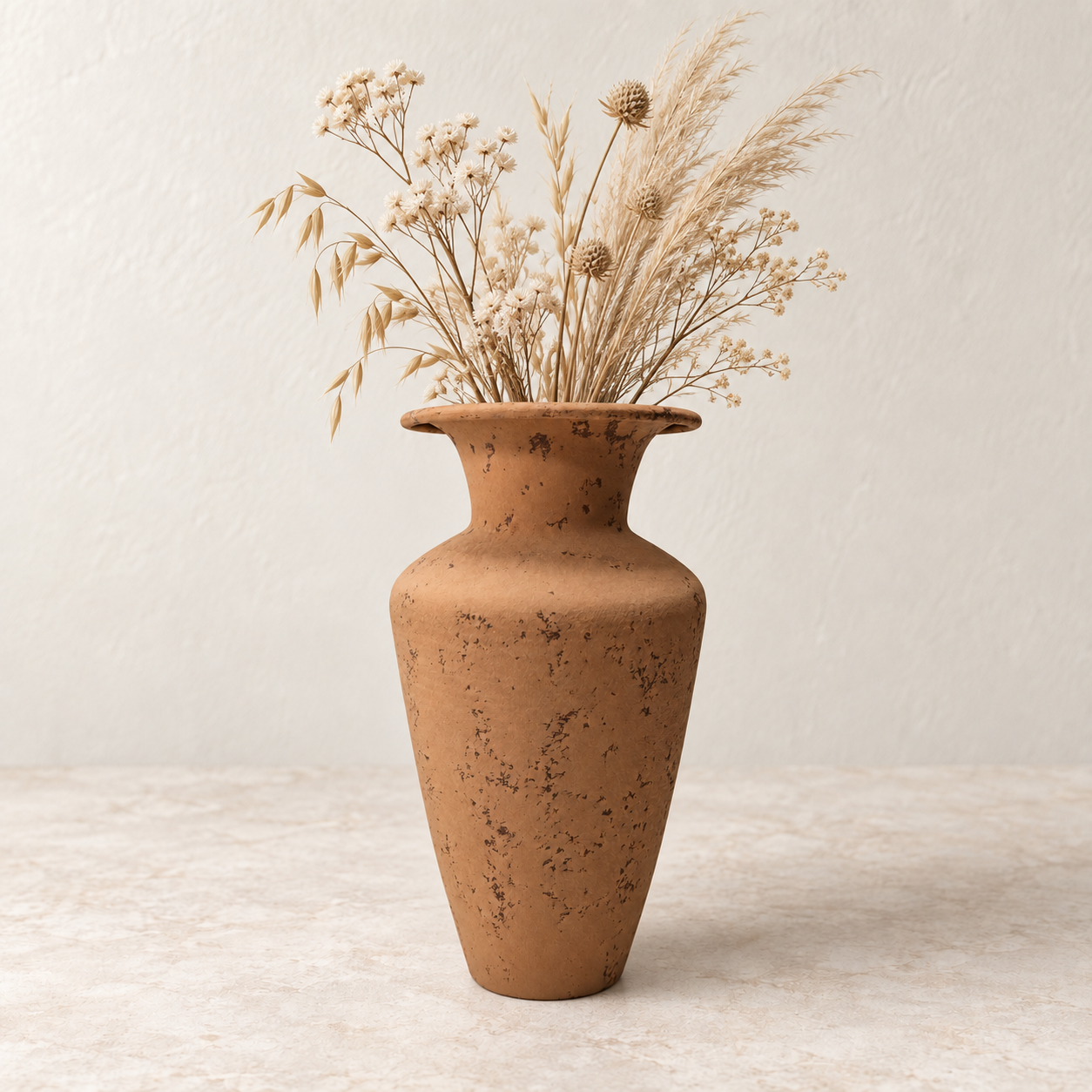 Jarron metalico en tono terracota con acabado envejecido - Imagen 2