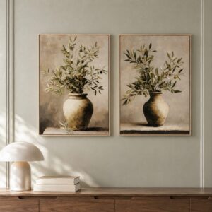 Cuadro Olivo en lienzo estilo mediterraneo 50 x 70 cm con marco efecto madera