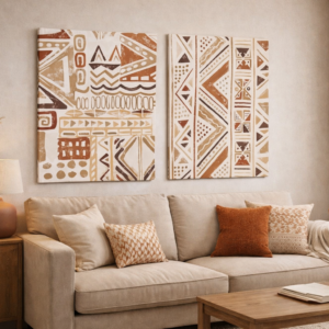 Cuadro abstracto boho en tonos tierra 70 × 100 cm