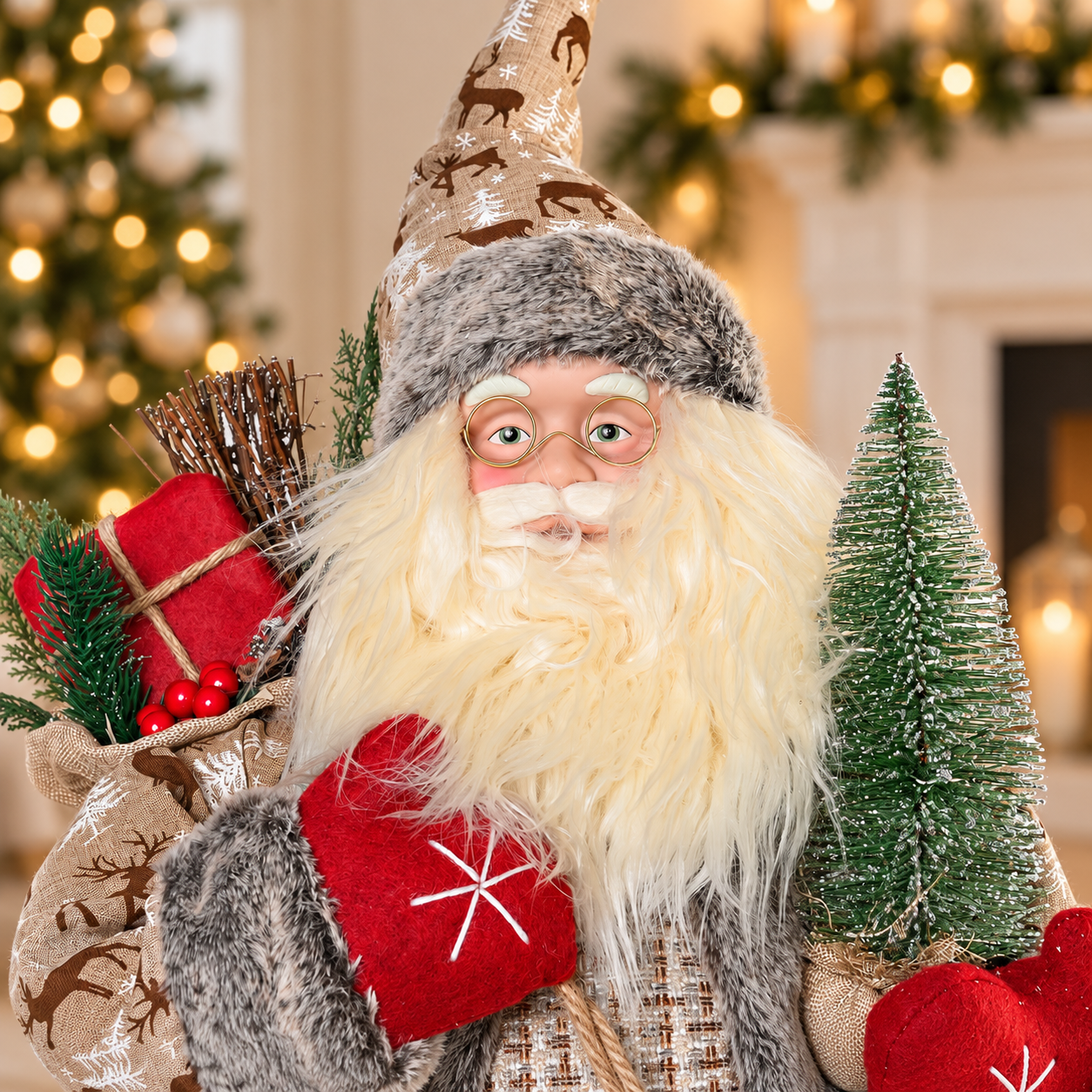 Papá Noel grande con saco y árbol – 83 cm - Imagen 4