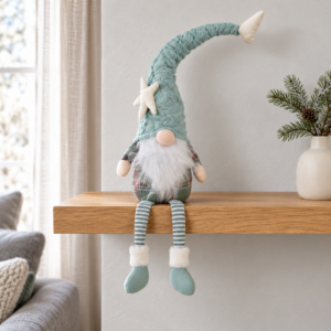 Gnomo de Navidad verde menta de patas largas