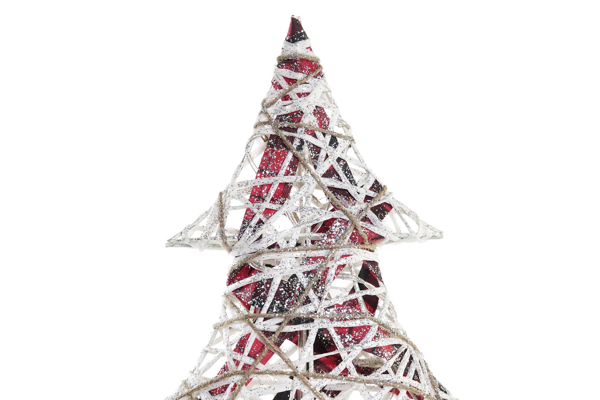 Árbol de Navidad de ratán y tartán con LED, 50 cm - Imagen 4