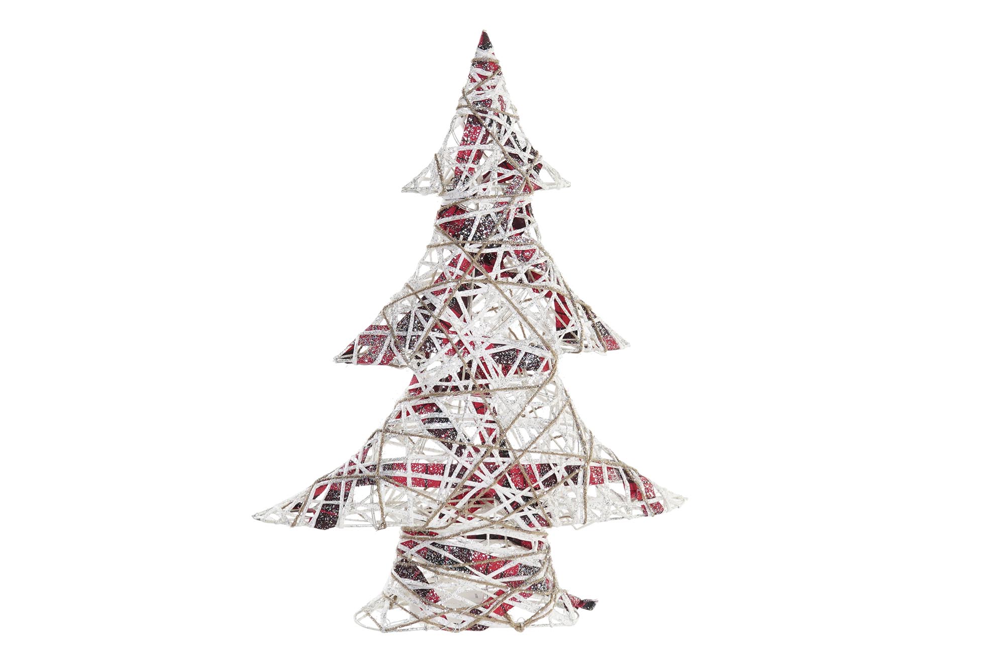 Árbol de Navidad de ratán y tartán con LED, 50 cm - Imagen 2