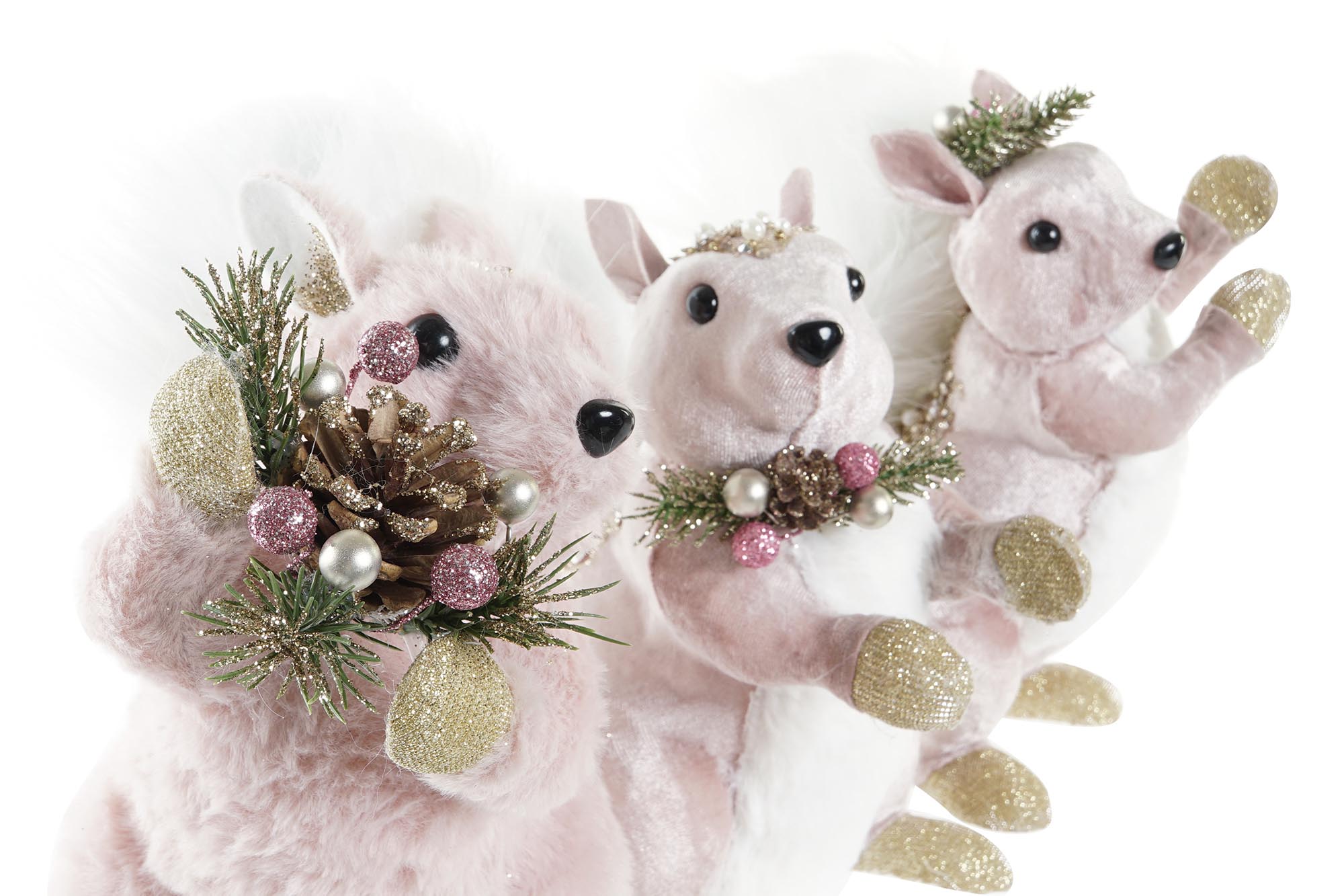 Ardilla de Navidad rosa con detalles dorados, 21 cm - Imagen 5