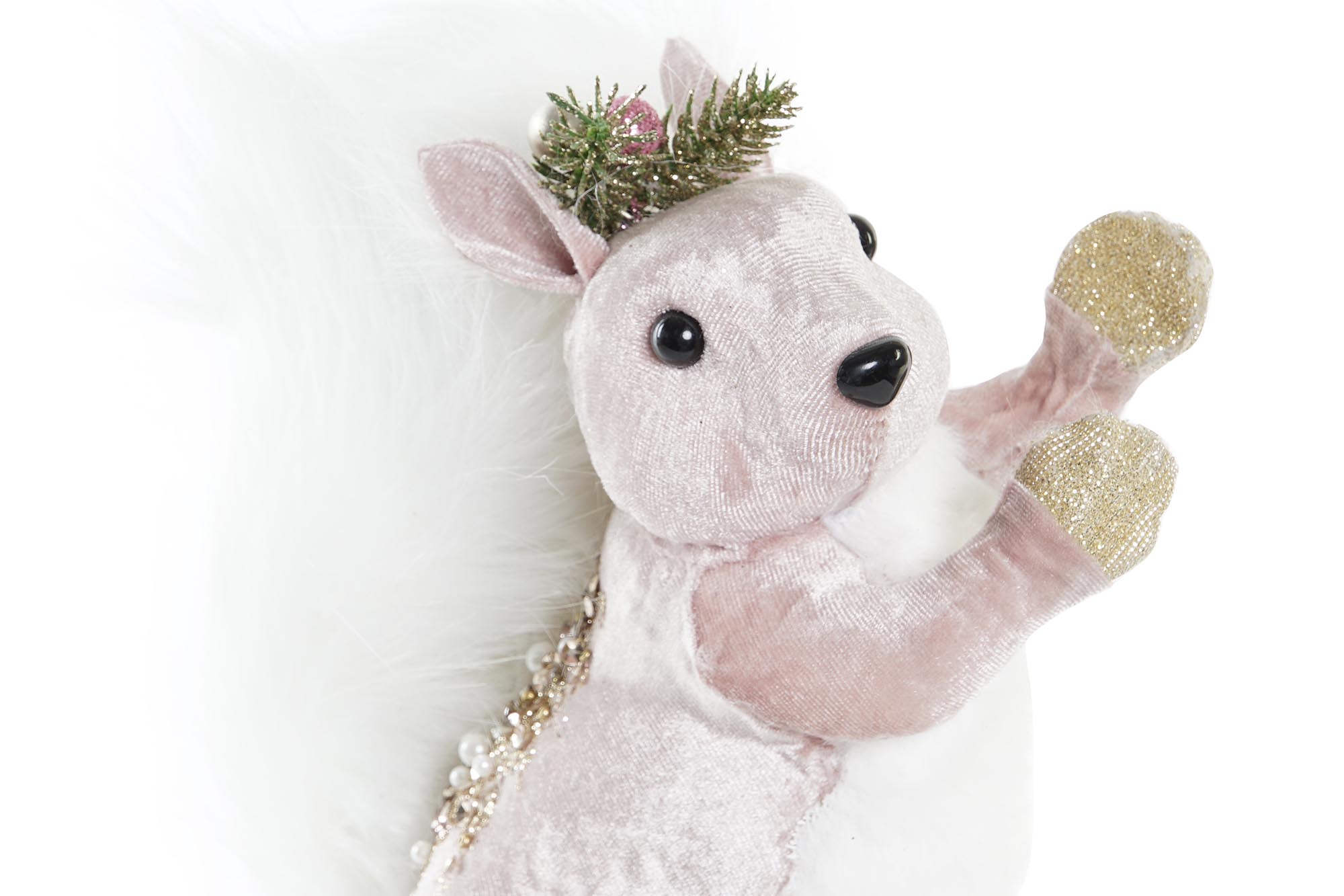 Ardilla de Navidad rosa con detalles dorados, 21 cm - Imagen 6