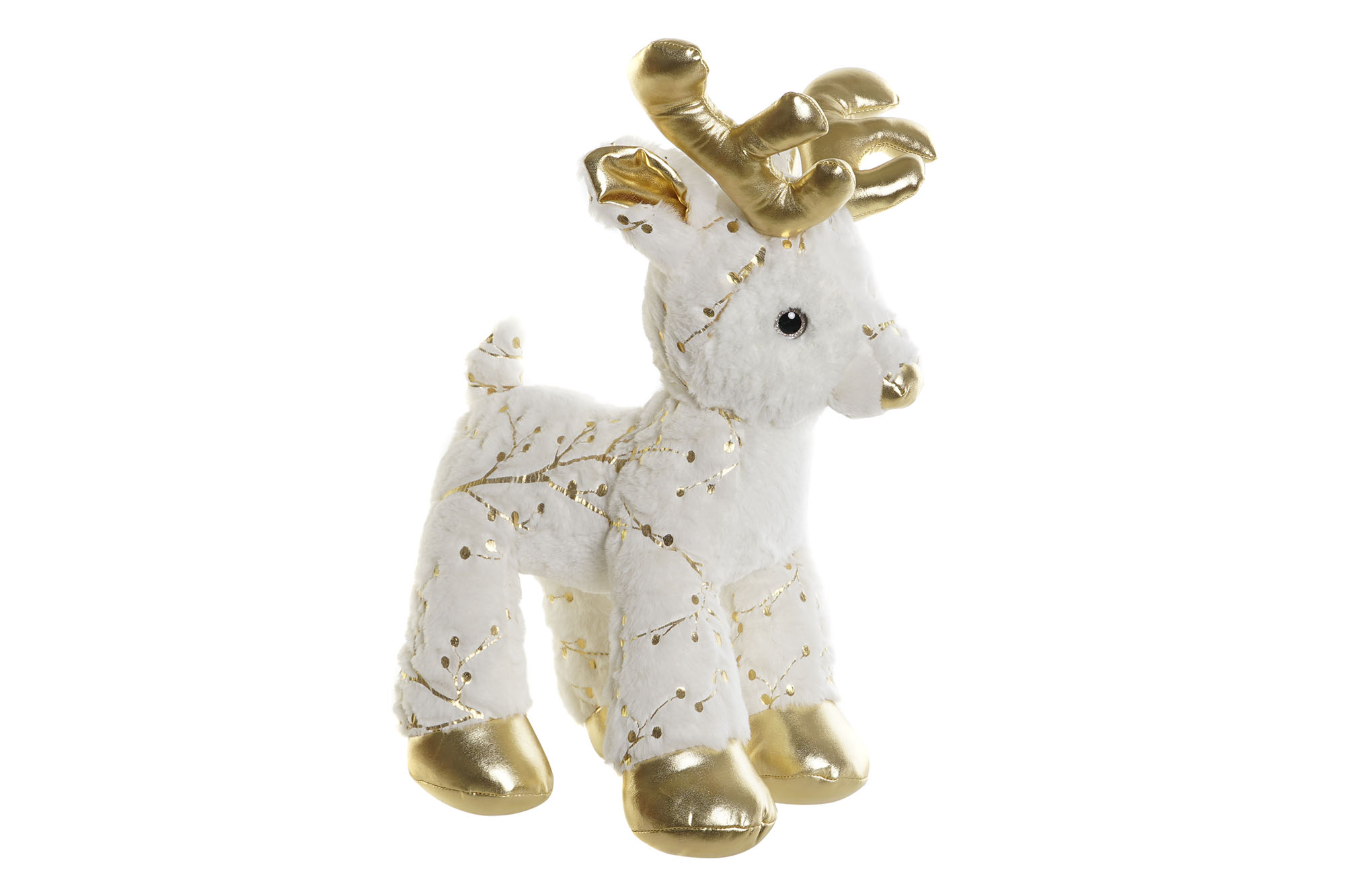 Reno de Navidad de peluche blanco y dorado, 38 cm - Imagen 2