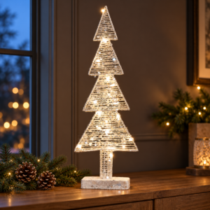Árbol de Navidad blanco de metal con luz LED – 50 cm