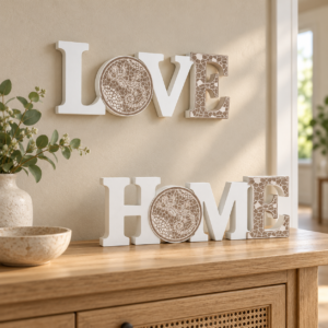 Letras decorativas Home o Love con salamandra – 30 cm