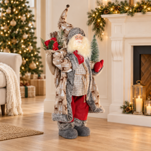 Papá Noel grande con saco y árbol – 83 cm