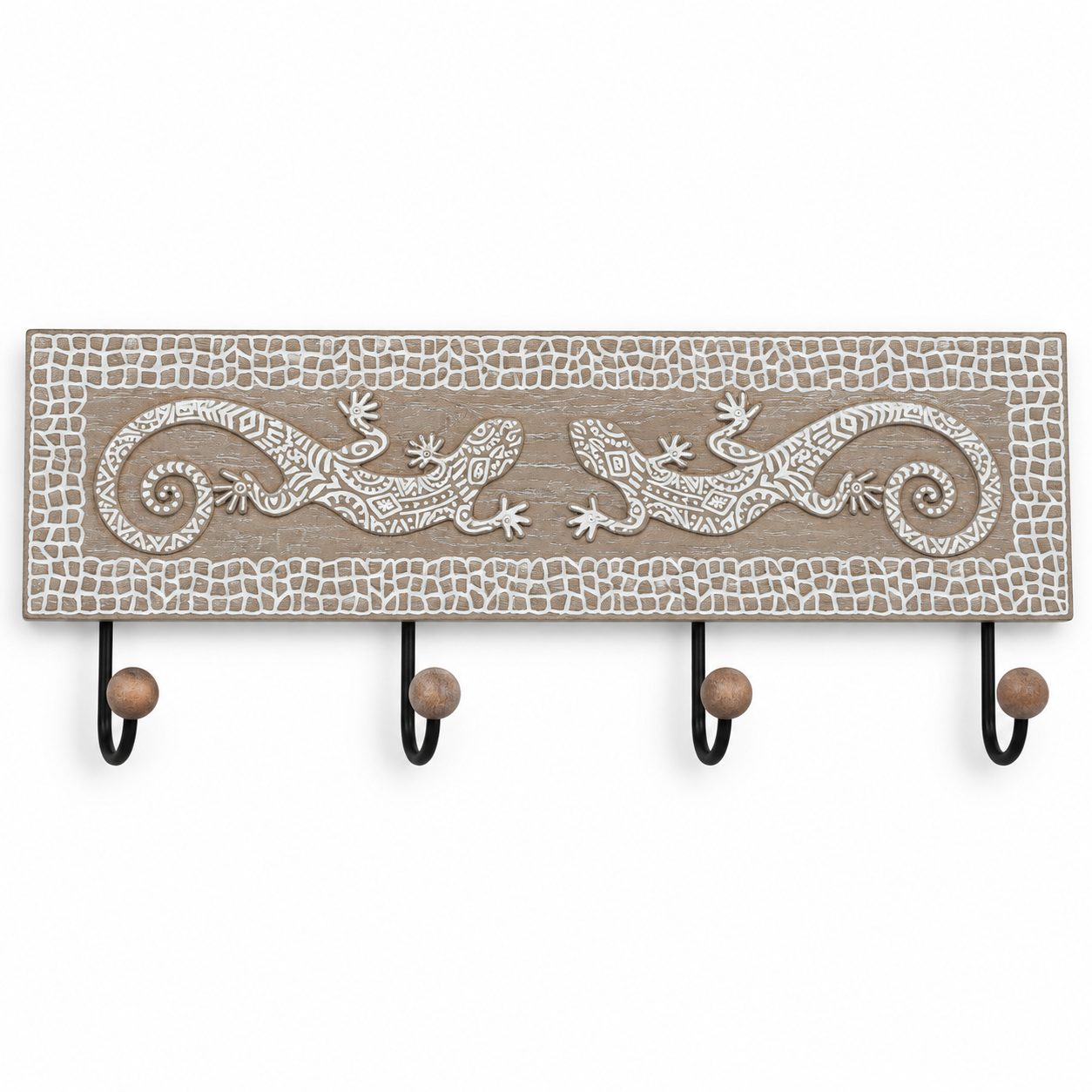 Perchero de pared con salamandras y 4 ganchos – 47 cm - Imagen 2